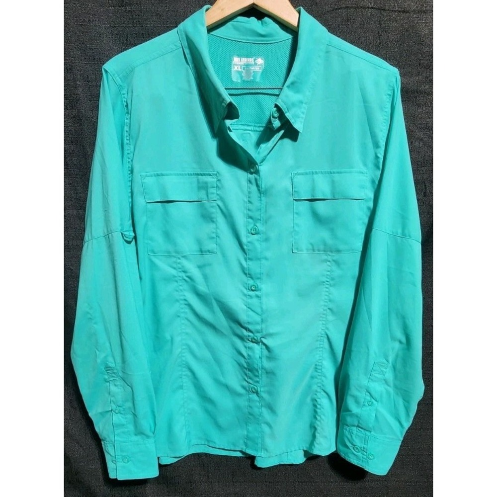 Reel Legends Shirt XL Saltwater‎ Fishing Ocean Vented Outdoors Teal Long Sleeve